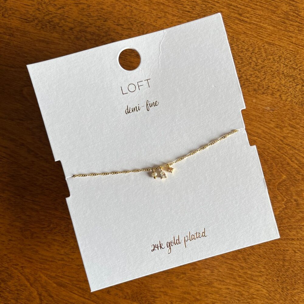 Loft demi-fine 24k gold plated mini charm bracelet NWT